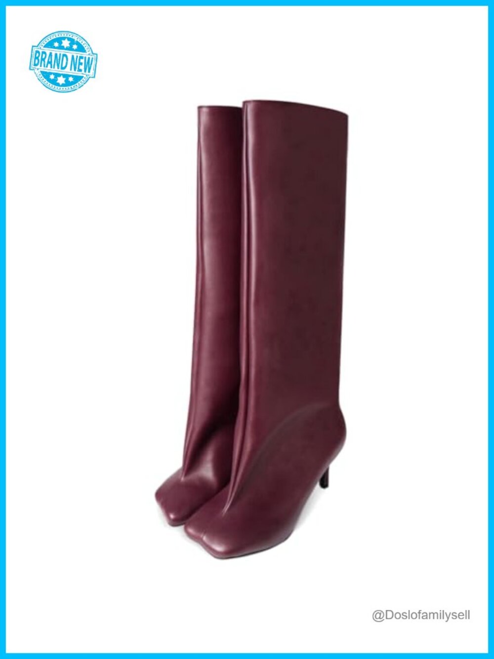 Women's Knee High Boots Square Toe Stiletto Heel Pull On Tall Boots